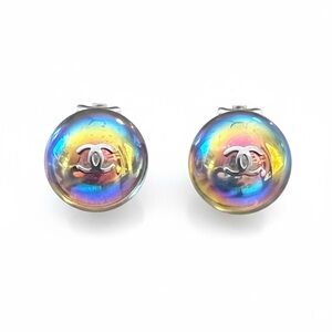CHANEL Vintage Iridescent Logo Earrings
